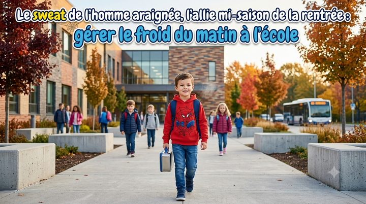 De Spider-Man sweater, de ideale bondgenoot voor het tussenseizoen: kou 's ochtends op school aanpakken