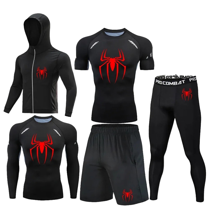Pack Complet de Sport Spider-Man (Short / T-Shirt / T-shirt Manche Longue / Gilet / Legging)